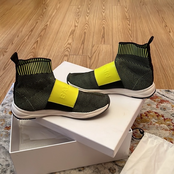 Neon BALMAIN high top logo sneakers - Picture 7 of 8